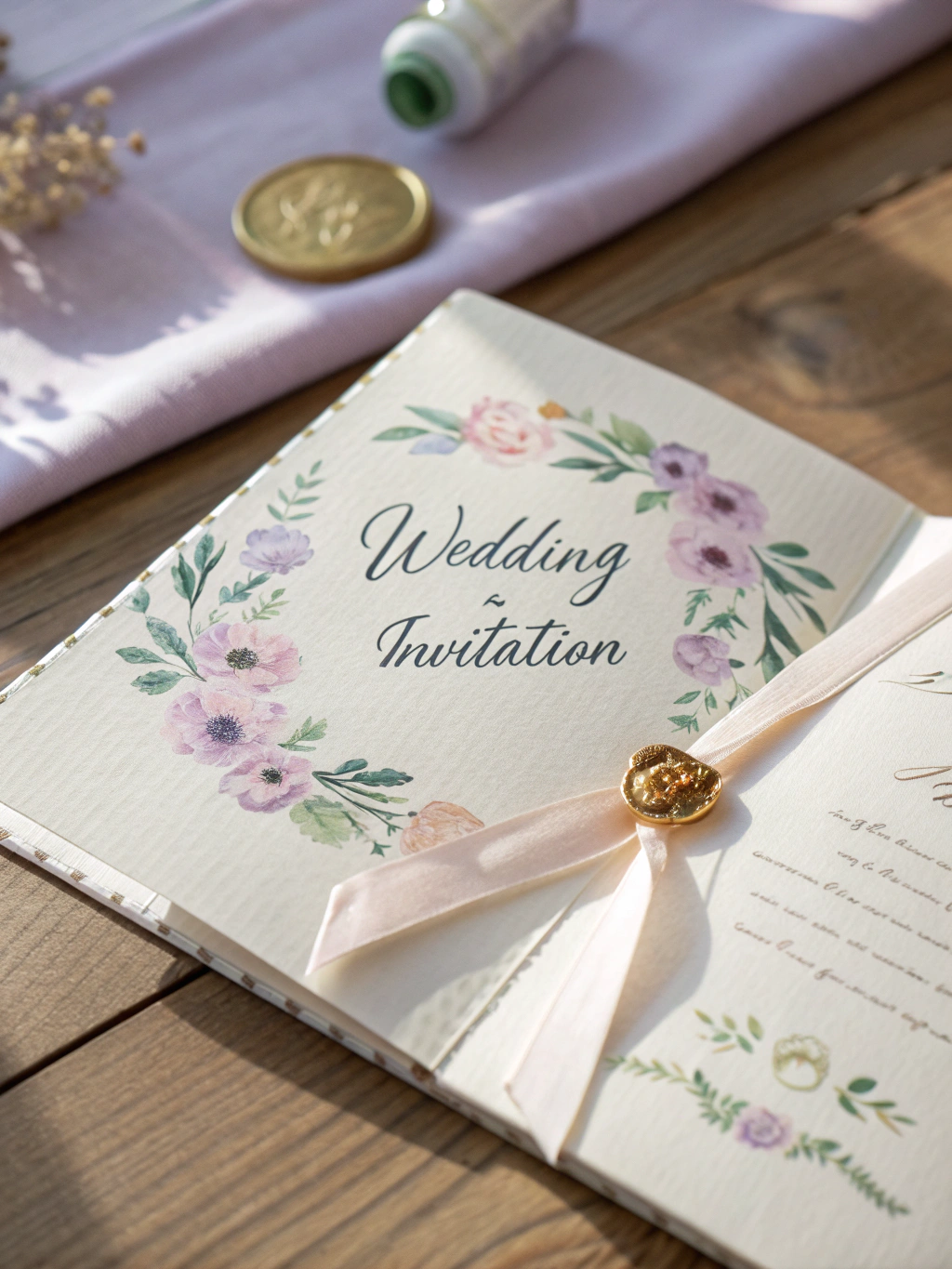 Artisan wedding invitation with calligraphy